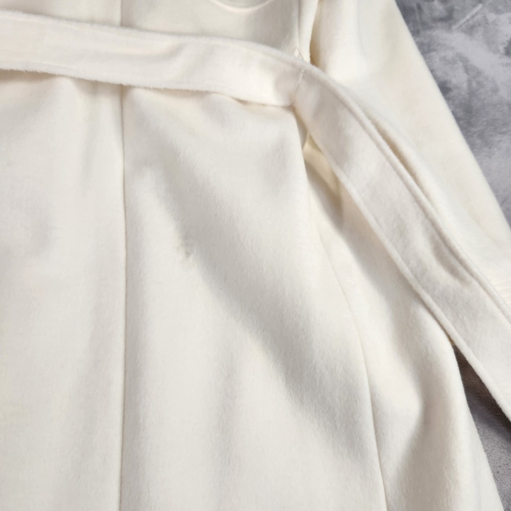 VALENTINO $6,900 Ivory Virgin Wool Silk Belted Long Coat Gold V Pockets size 38 - Picture 12 of 16